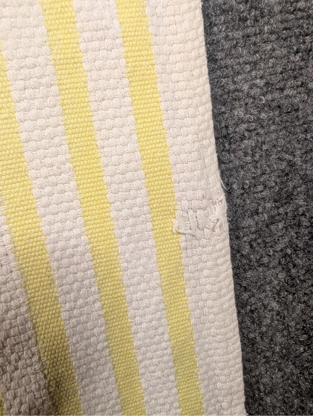 Vintage William Sonoma Set of Two Yellow and White Striped Kitchen Towels